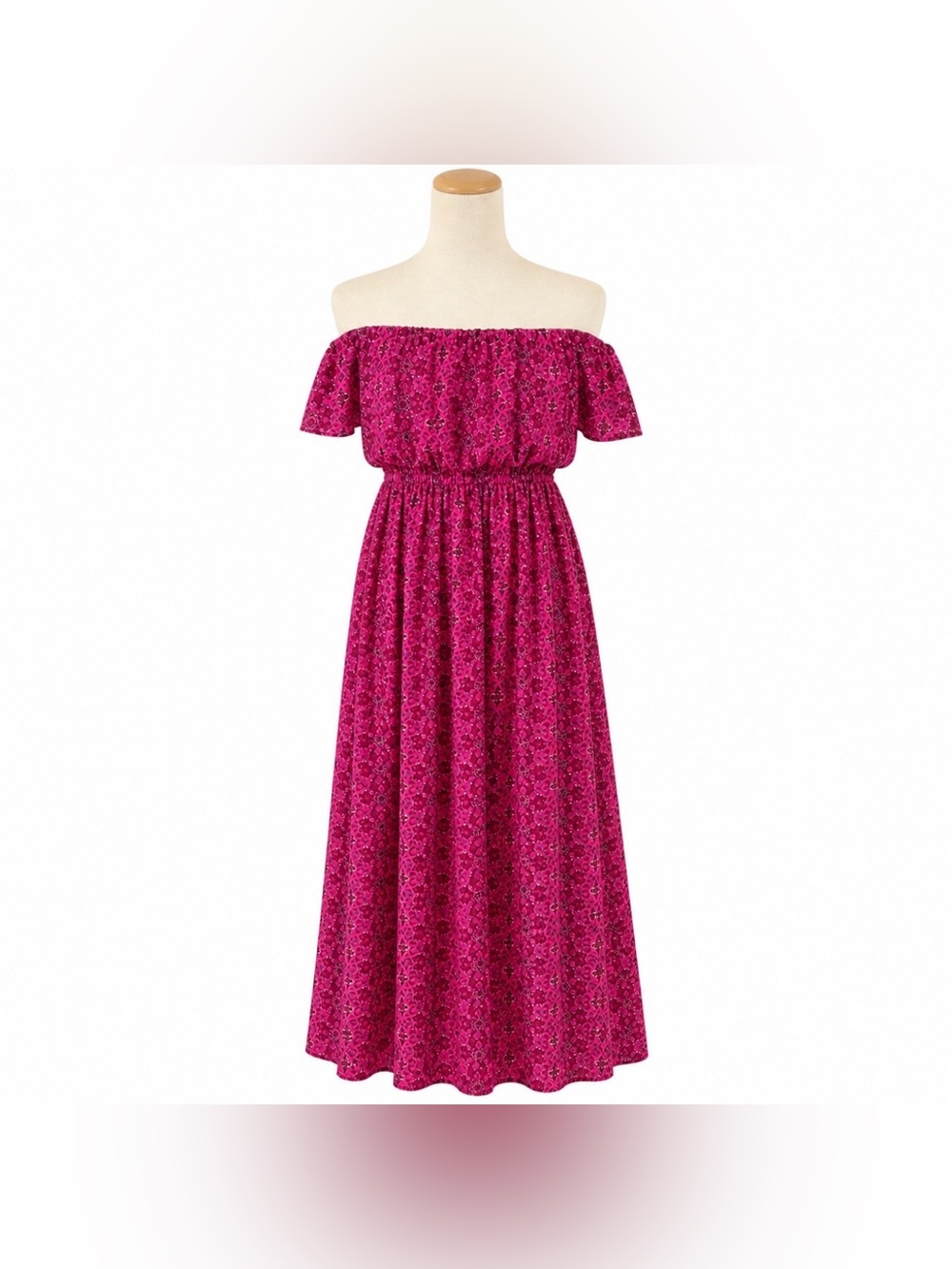Hollister Strapless Sheer Floral Maxi Dress XS Maroon Party Gown Romantic Boho - Picture 7 of 7